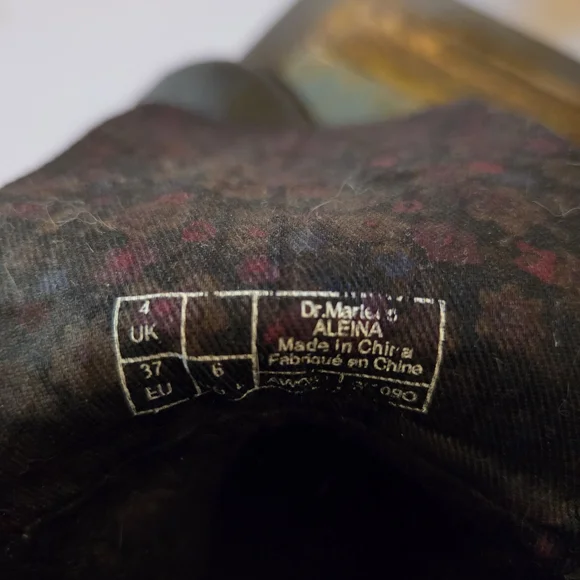 Dr. Martens Black Combat Boots with Floral Lining - Picture 5 of 6